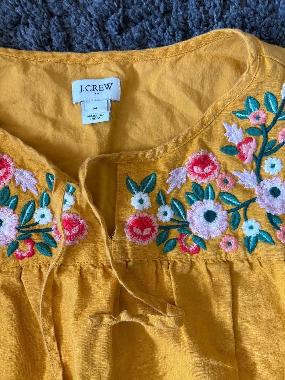 J.Crew Yellow Sleeveless Embroidered Floral Blouse - Picture 3 of 6